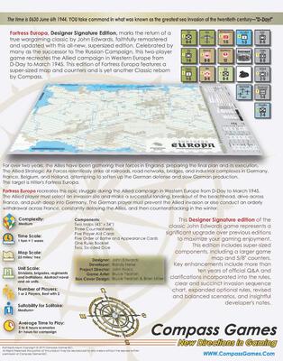 Alle Details zum Brettspiel Fortress Europa und ähnlichen Spielen