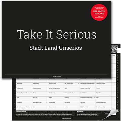 Alle Details zum Brettspiel Take It Serious: Stadt Land Unseriös und ähnlichen Spielen