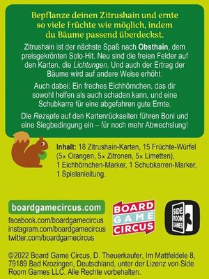 Alle Details zum Brettspiel Zitrushain und ähnlichen Spielen